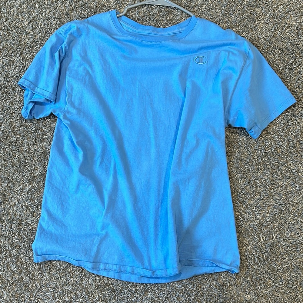 Baby blue champion shirt